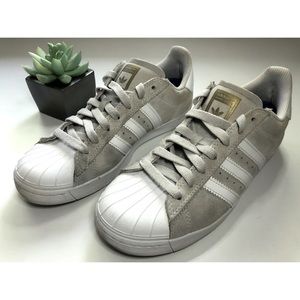 Adidas Custom Gray/White/Gold Suede Superstar